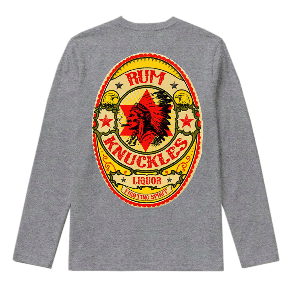 RUM KNUCKLES RK BADGE Long Sleeve Tee - Heather Grey - back