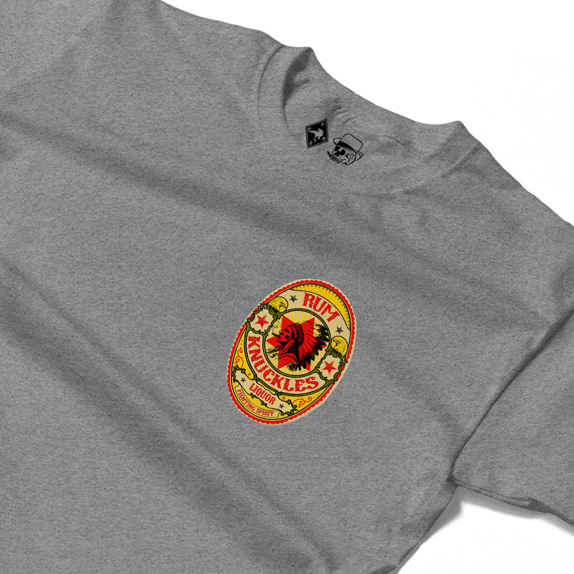RUM KNUCKLES RK BADGE Long Sleeve Tee - Heather Grey - detail