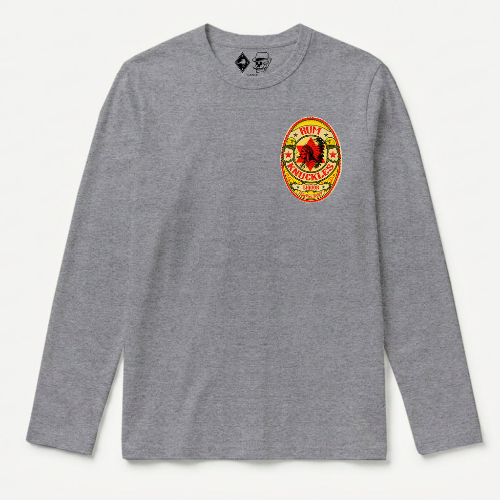 RUM KNUCKLES RK BADGE Long Sleeve Tee - Heather Grey - front