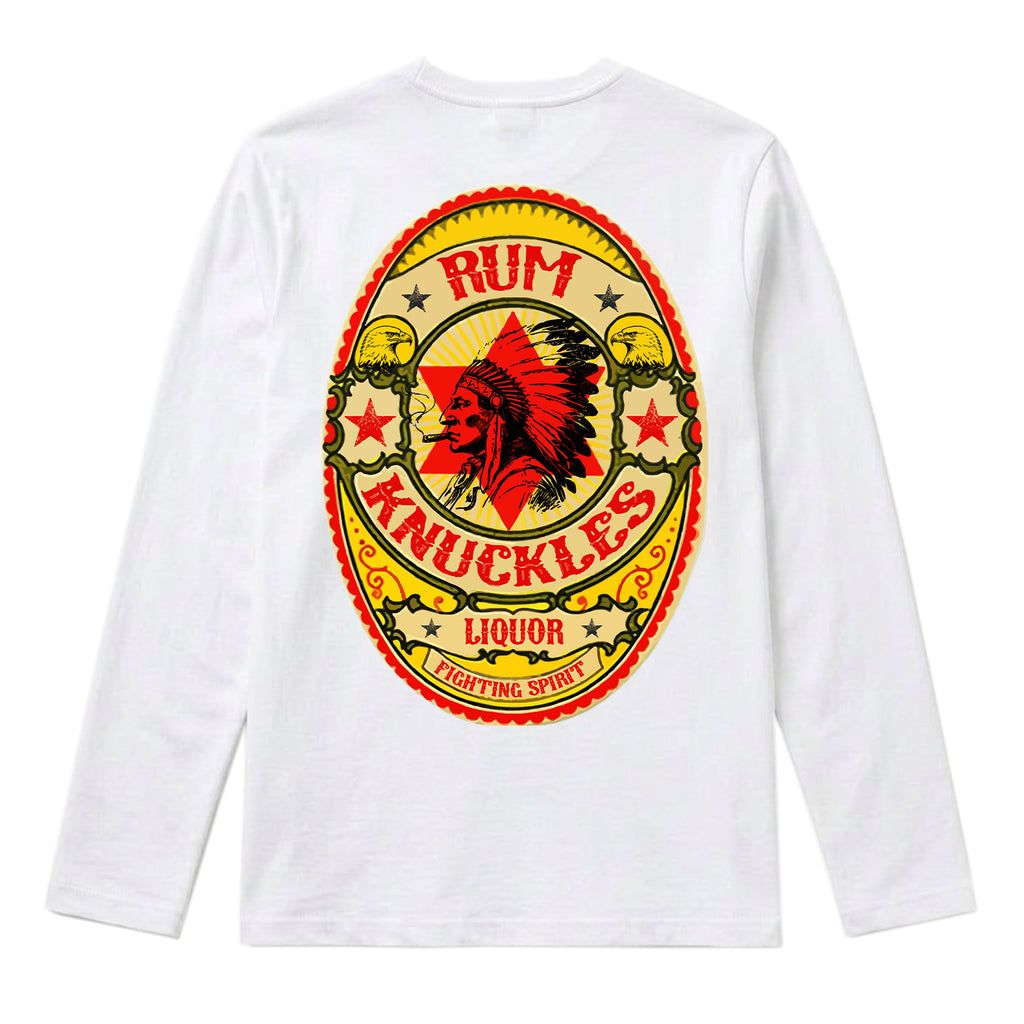 RUM KNUCKLES RK BADGE Long Sleeve Tee - White - back