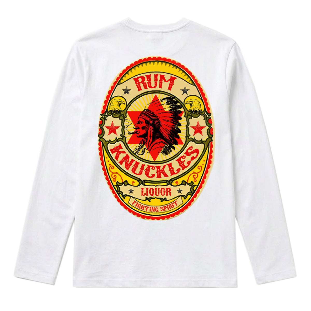 RUM KNUCKLES RK BADGE Long Sleeve Tee - White - back