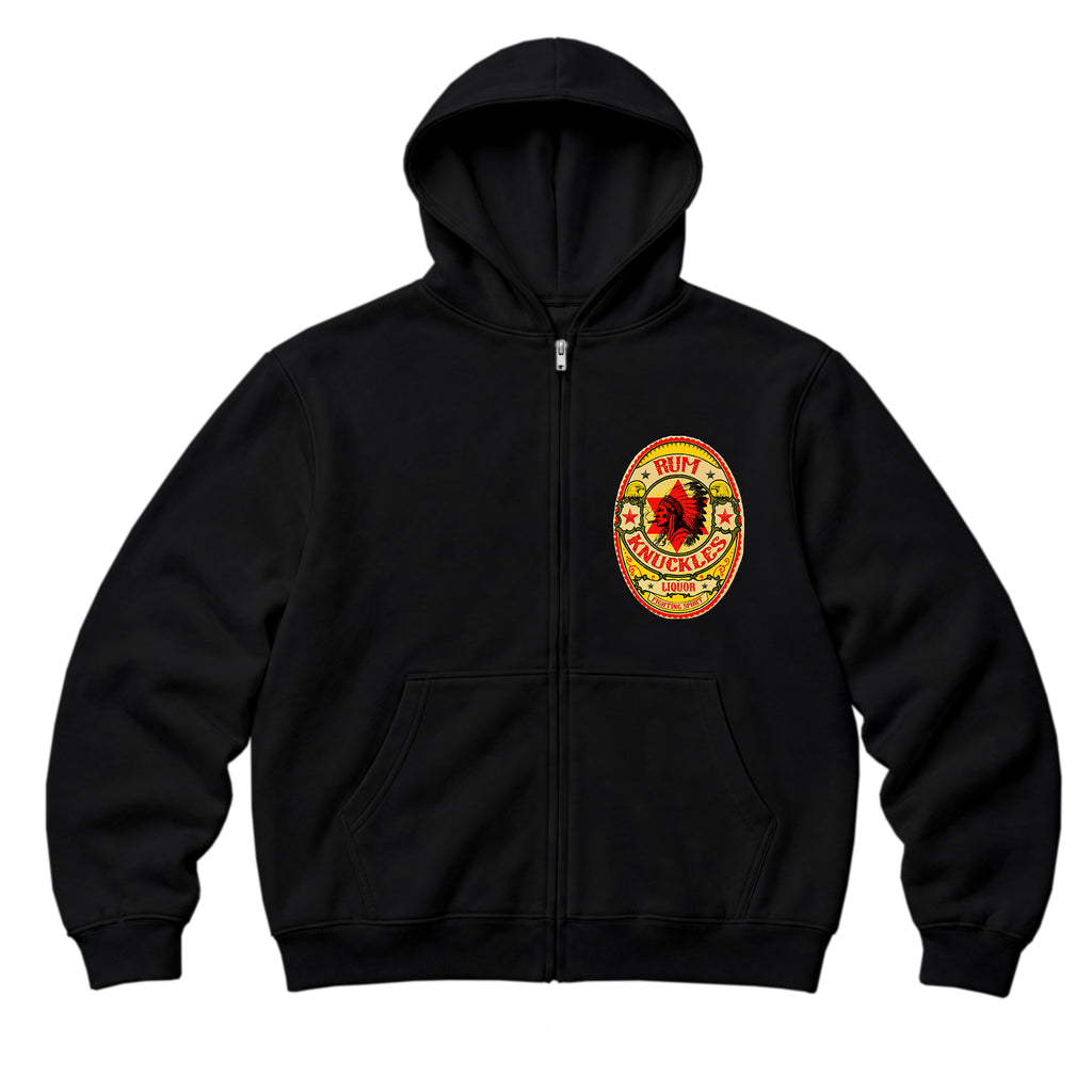 RUM KNUCKLES RK BADGE Zip Hoodie - Black - front