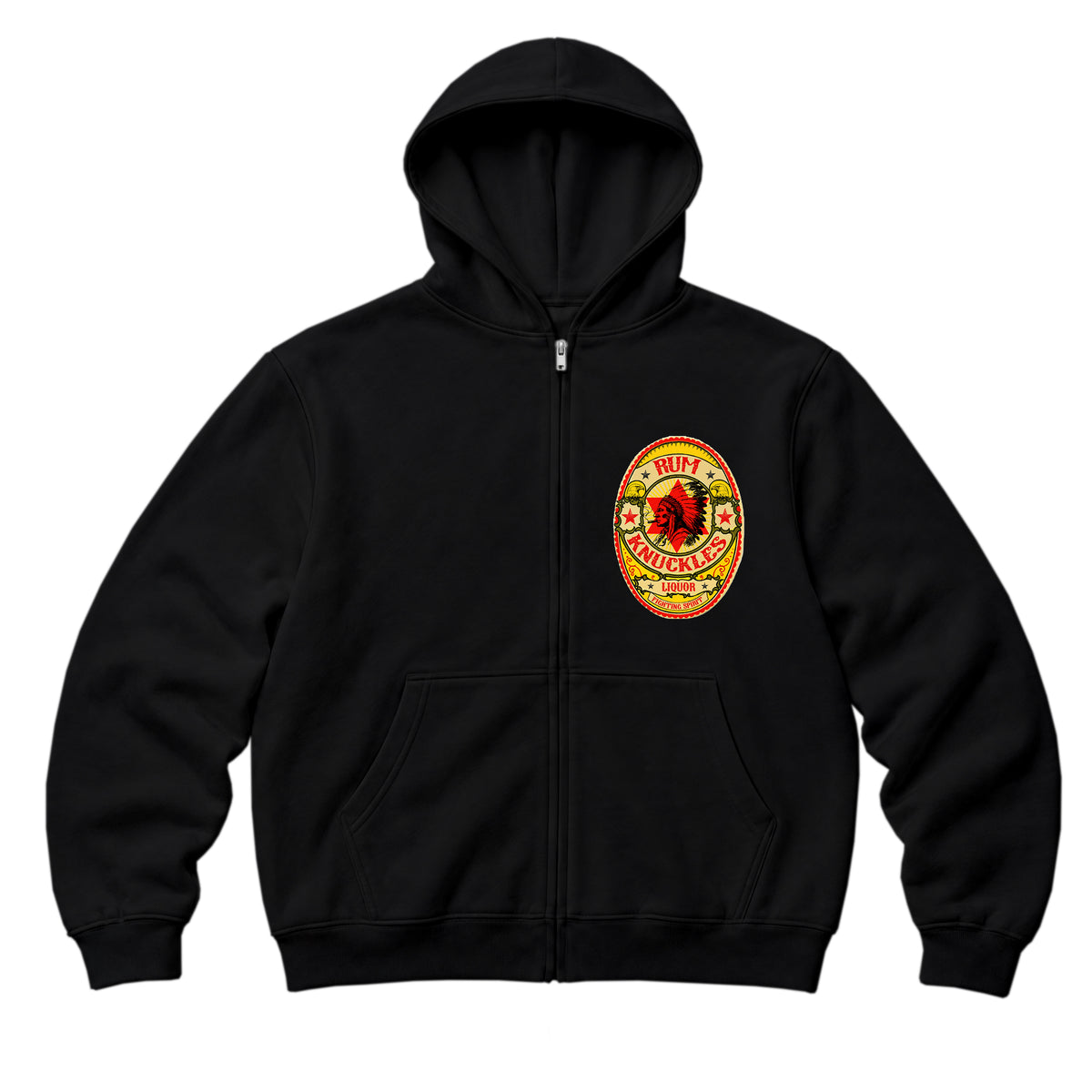 RUM KNUCKLES RK BADGE Zip Hoodie - Black - front