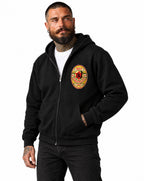 RUM KNUCKLES RK BADGE Zip Hoodie - Black - model front