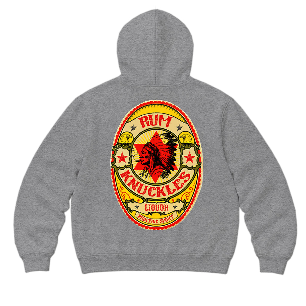 RUM KNUCKLES RK BADGE Zip Hoodie - Heather Grey - back