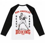 RUM KNUCKLES HEAVY HANDS Baseball Tee - White/Black - back