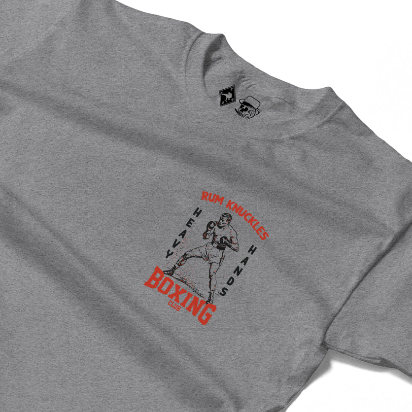 RUM KNUCKLES HEAVY HANDS Long Sleeve Tee - Heather Grey - detail