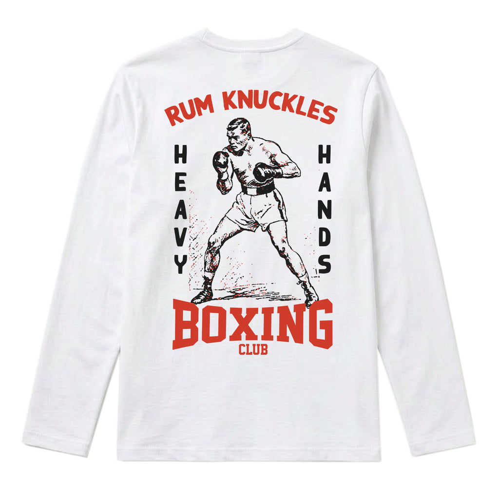 RUM KNUCKLES HEAVY HANDS Long Sleeve Tee - White - back