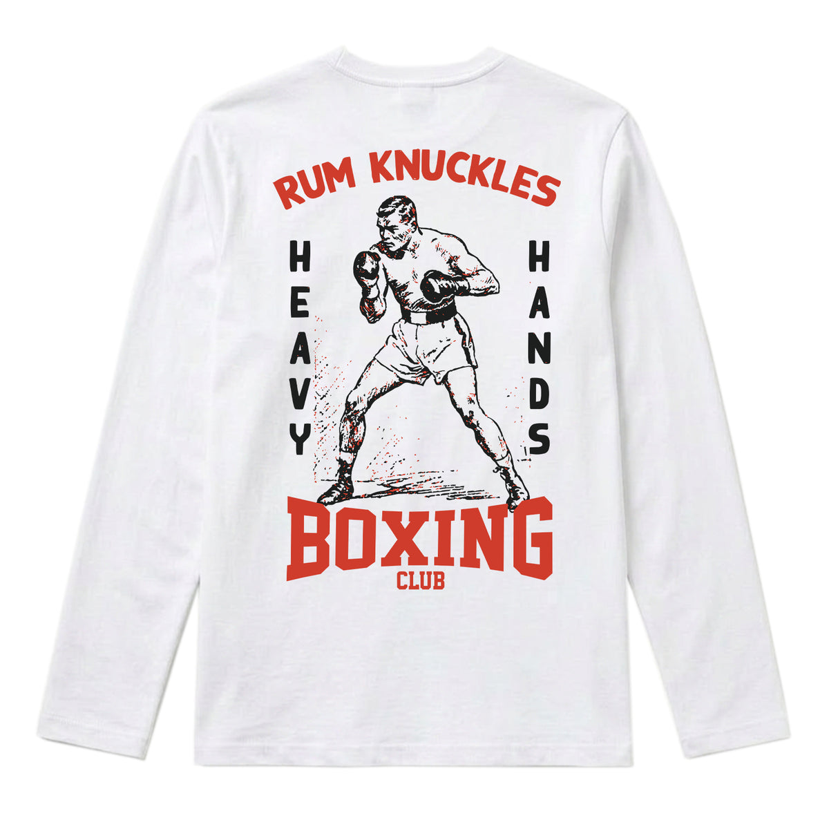RUM KNUCKLES HEAVY HANDS Long Sleeve Tee - White - back