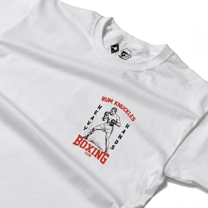 RUM KNUCKLES HEAVY HANDS Long Sleeve Tee - White - detail