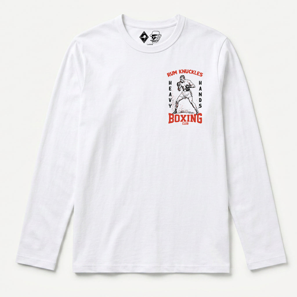 RUM KNUCKLES HEAVY HANDS Long Sleeve Tee - White - front