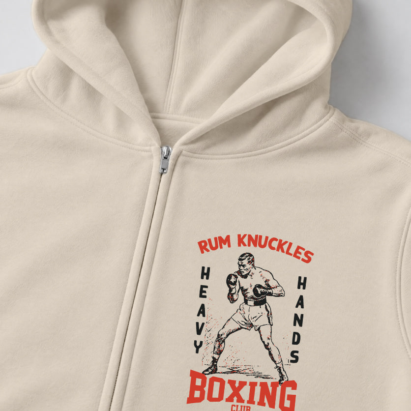 RUM KNUCKLES HEAVY HANDS Zip Hoodie - Ecru - detail