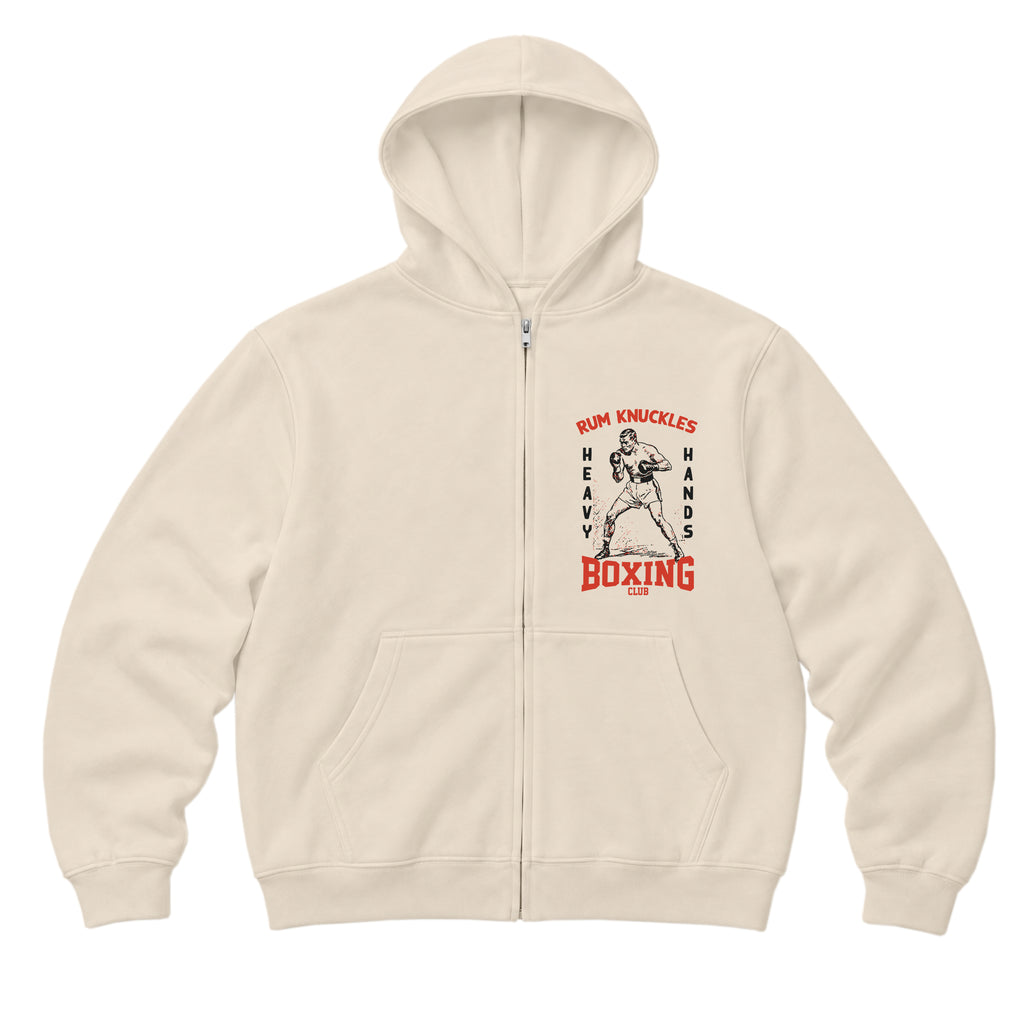 RUM KNUCKLES HEAVY HANDS Zip Hoodie - Ecru - front