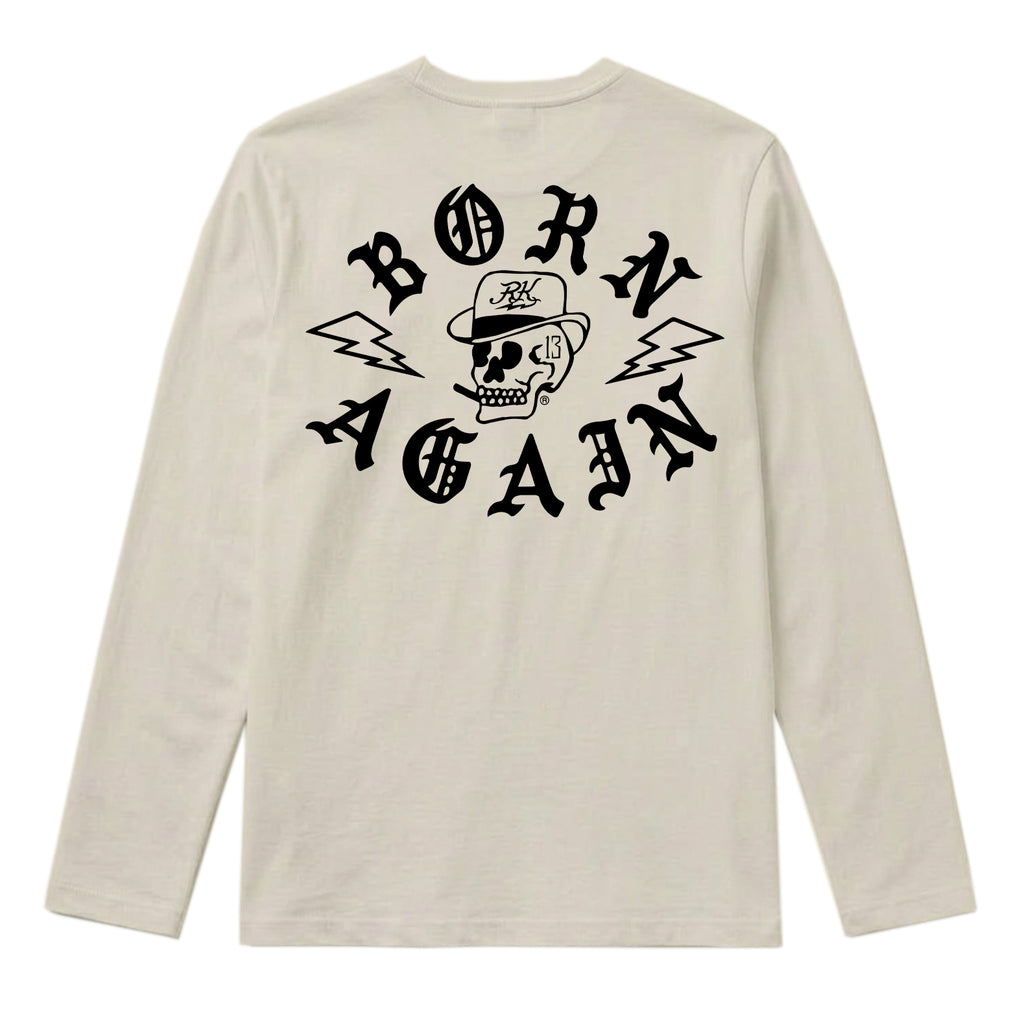 RUM KNUCKLES RK BORN AGAIN Long Sleeve Tee - Ecru - back