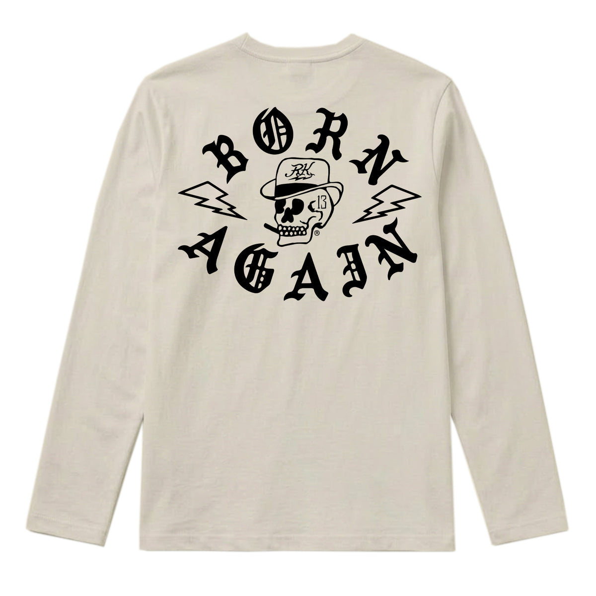 RUM KNUCKLES RK BORN AGAIN Long Sleeve Tee - Ecru - back