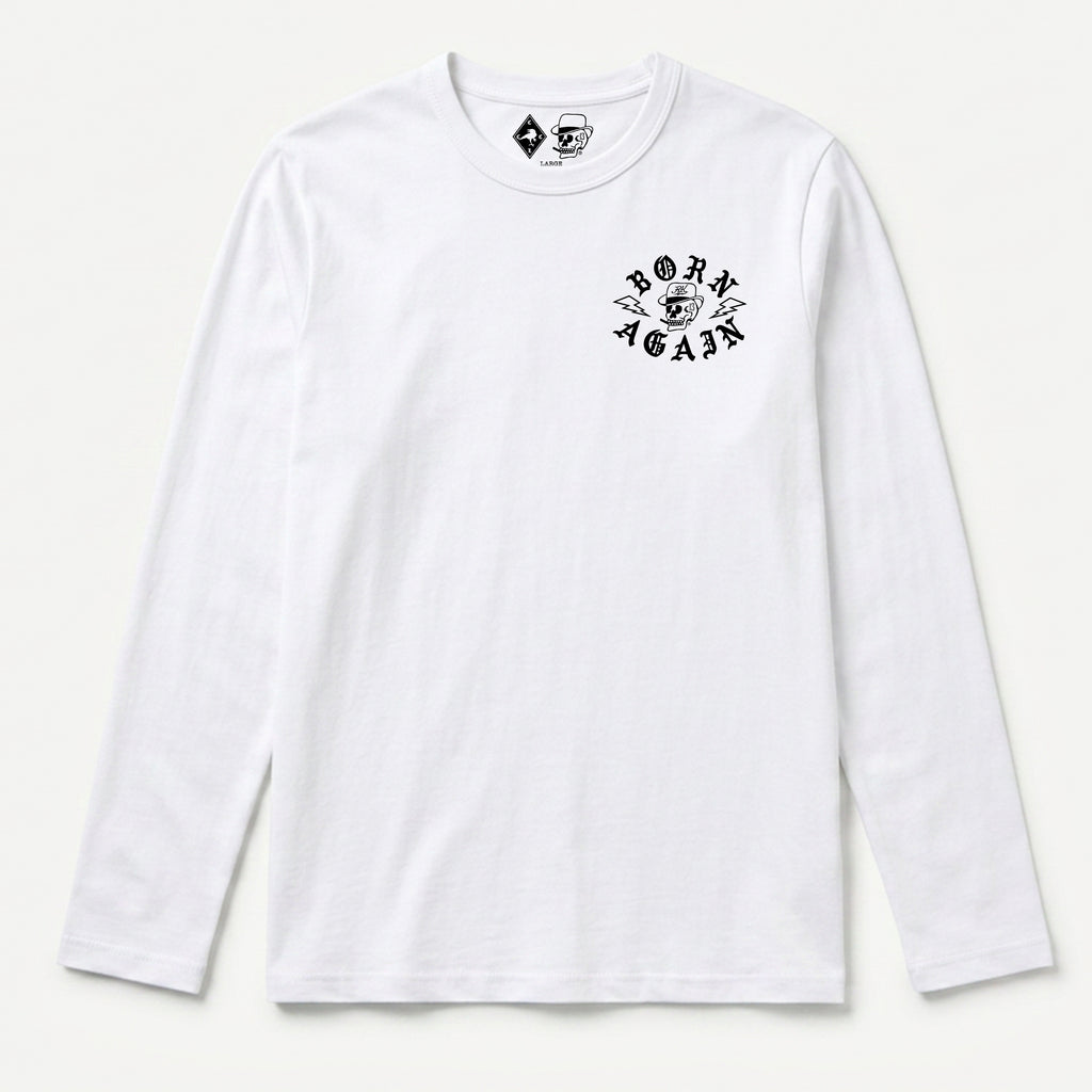 RUM KNUCKLES RK BORN AGAIN Long Sleeve Tee - White - front