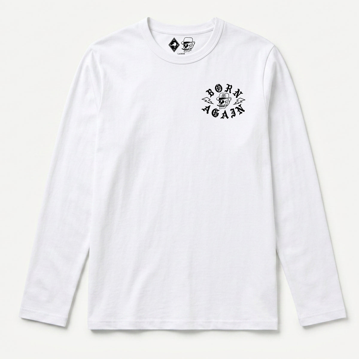 RUM KNUCKLES RK BORN AGAIN Long Sleeve Tee - White - front