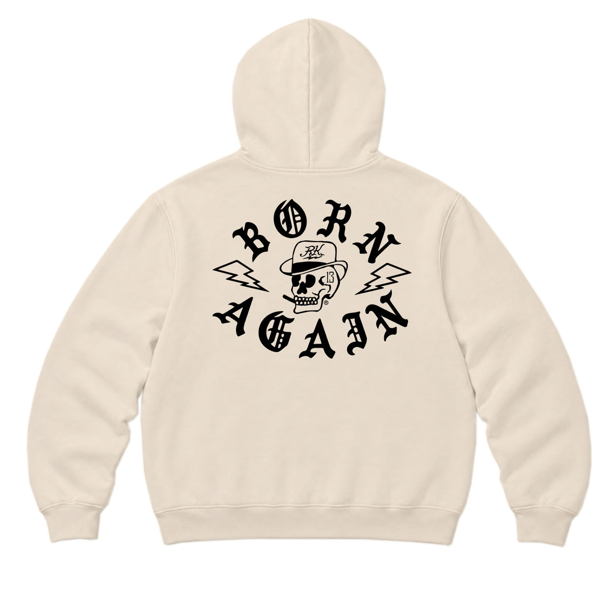 RUM KNUCKLES RK BORN AGAIN Zip Hoodie - Ecru - back