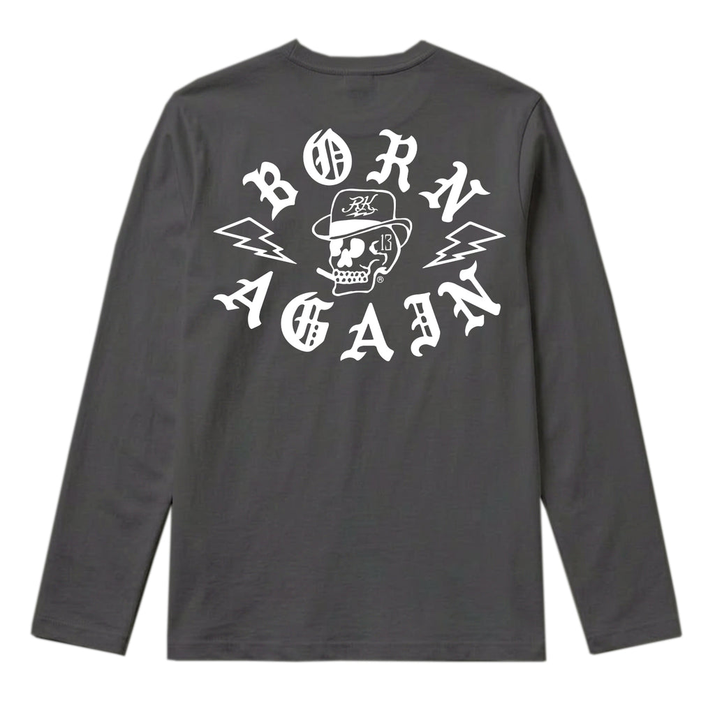 RUM KNUCKLES RK BORN AGAIN Long Sleeve Tee - Charcoal - back
