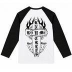 RUM KNUCKLES SKATE RATS Baseball Tee - White/Black - back