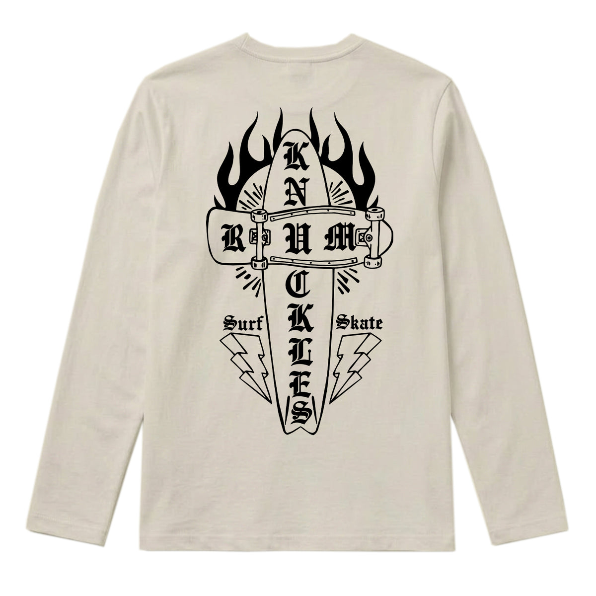 RUM KNUCKLES SKATE RATS Long Sleeve Tee - Ecru - back