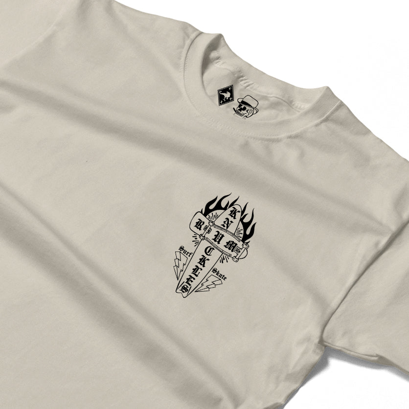 RUM KNUCKLES SKATE RATS Long Sleeve Tee - Ecru - detail
