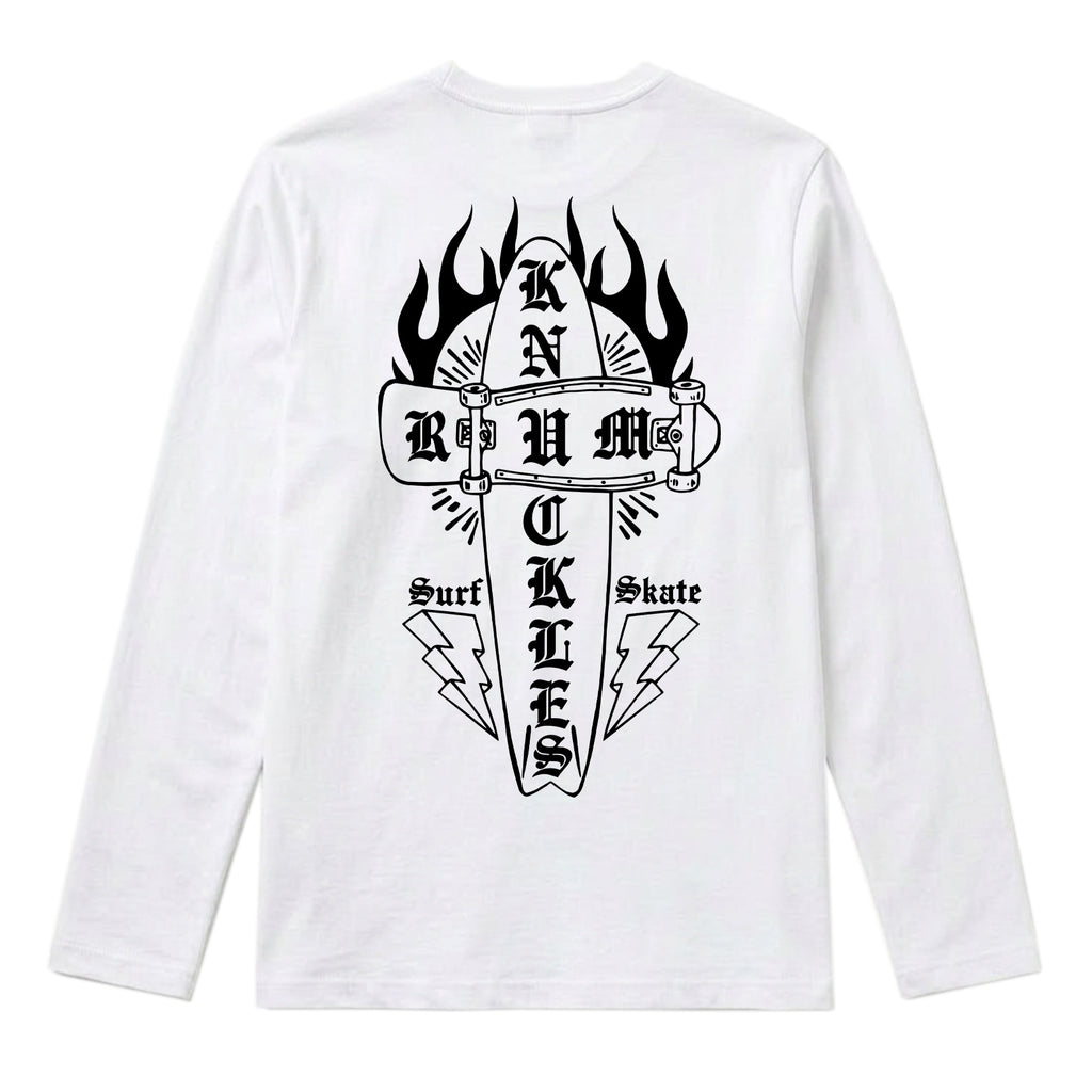 RUM KNUCKLES SKATE RATS Long Sleeve Tee - White - back