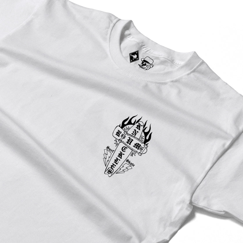 RUM KNUCKLES SKATE RATS Long Sleeve Tee - White - detail