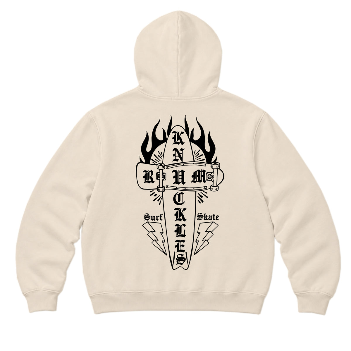 RUM KNUCKLES SKATE RATS Zip Hoodie - Ecru - back