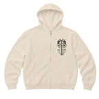 RUM KNUCKLES SKATE RATS Zip Hoodie - Ecru - front