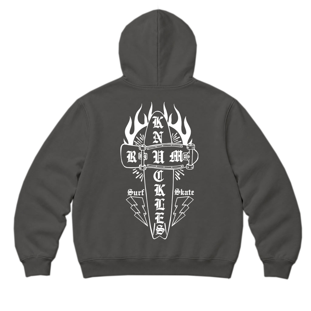 RUM KNUCKLES SKATE RATS Zip Hoodie - Charcoal - back