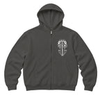 RUM KNUCKLES SKATE RATS Zip Hoodie - Charcoal - front