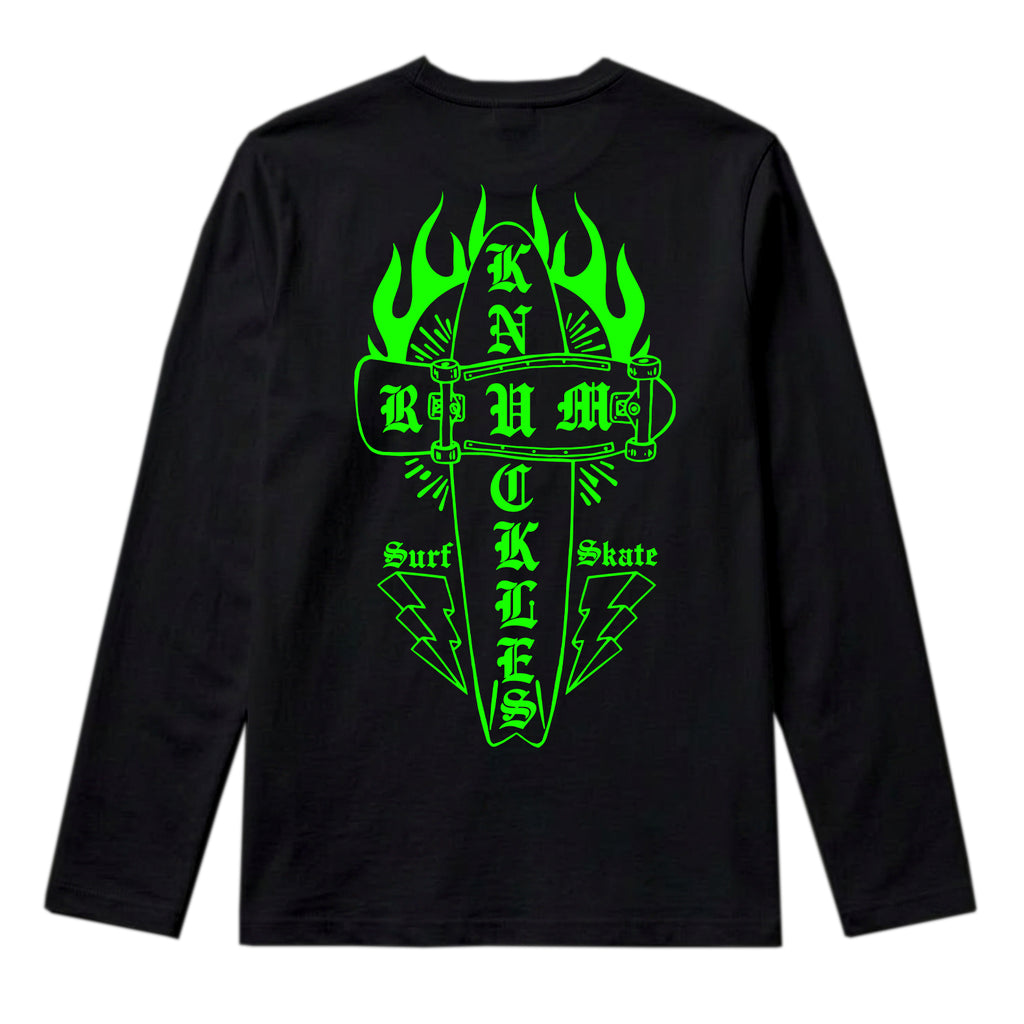 RUM KNUCKLES SKATE RATS Long Sleeve Tee - Black - back