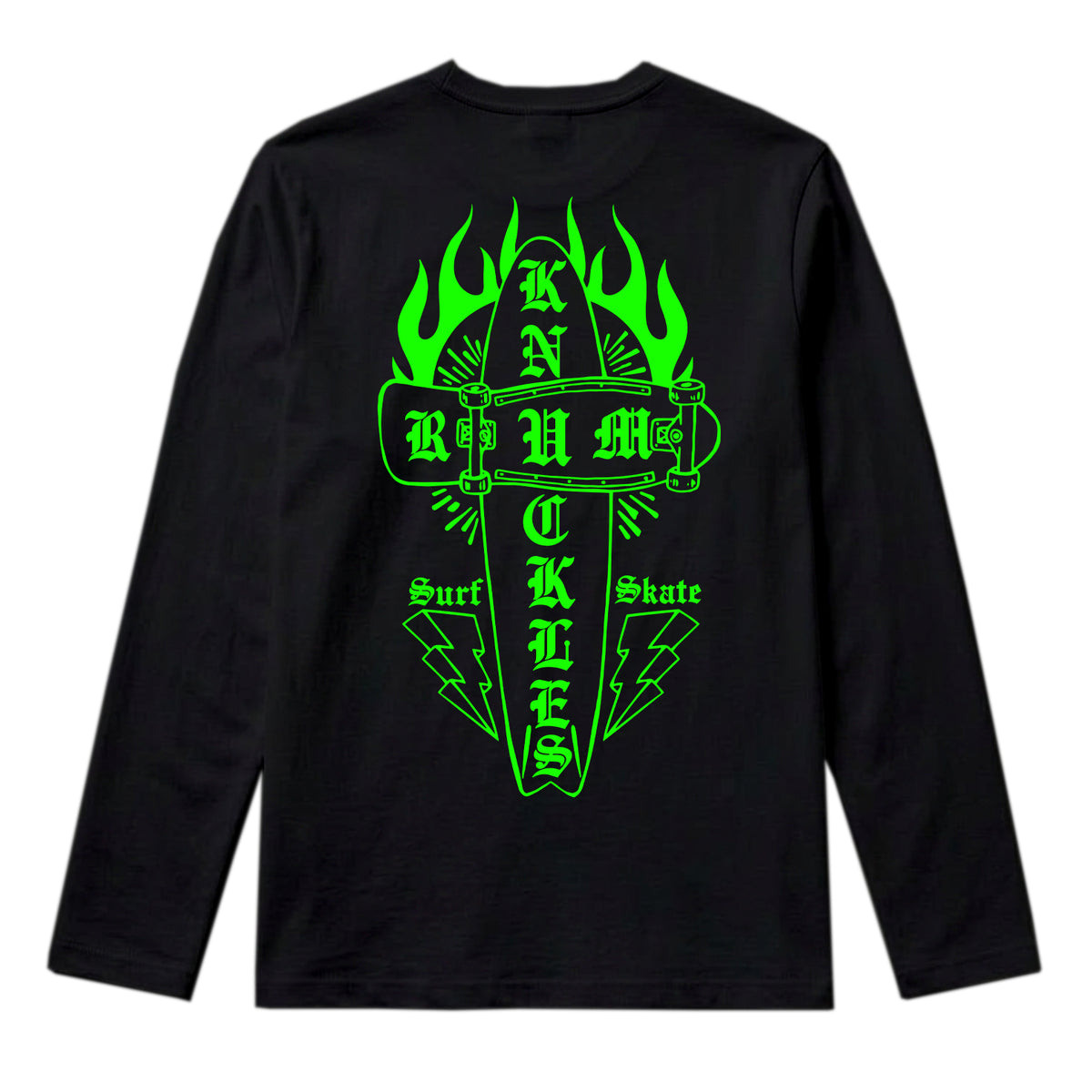 RUM KNUCKLES SKATE RATS Long Sleeve Tee - Black - back