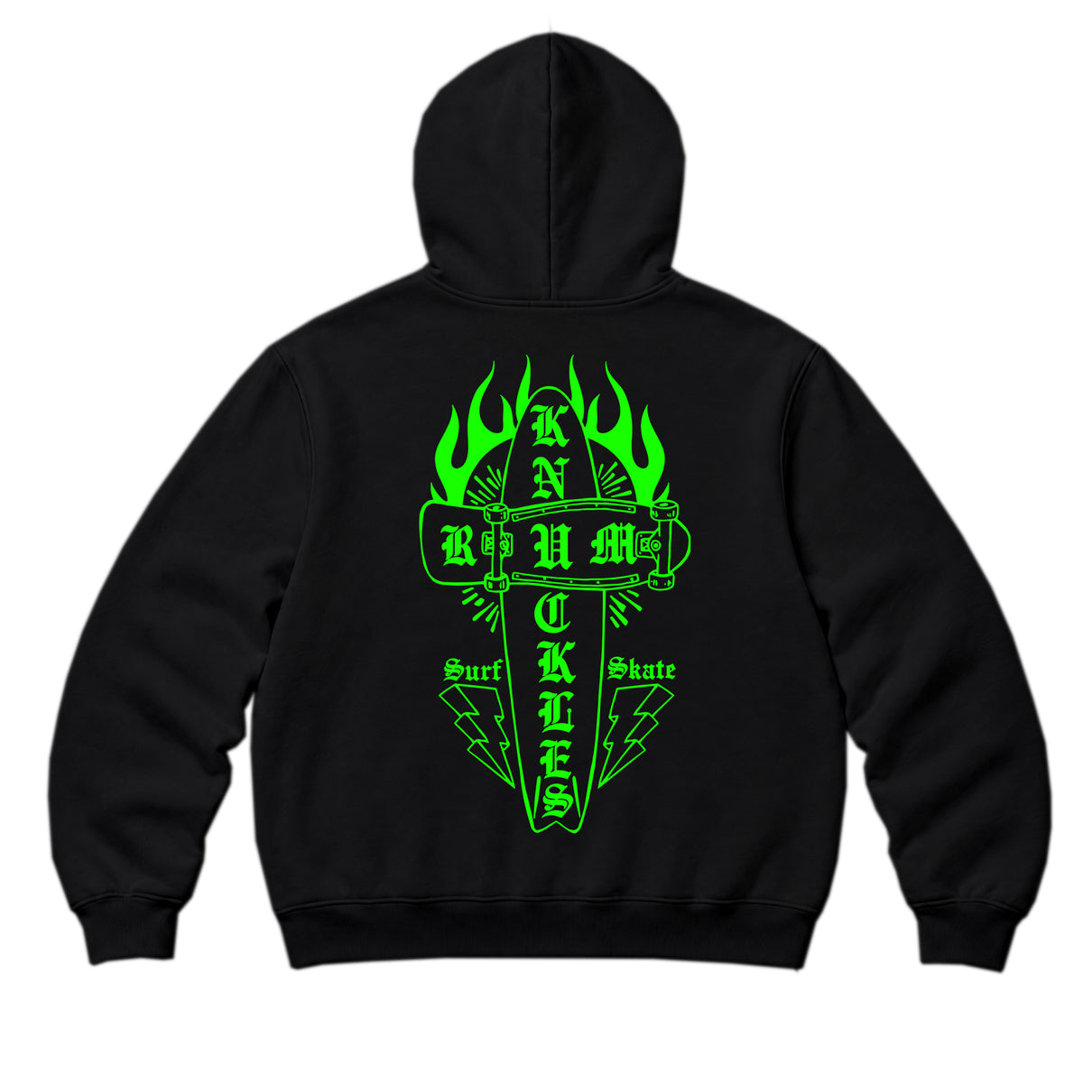 RUM KNUCKLES SKATE RATS Zip Hoodie - Black - back