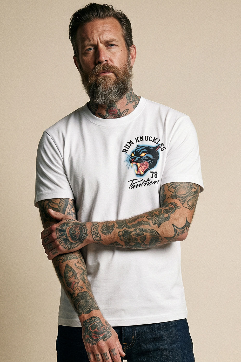 Rum Knuckles - Panther T-Shirt - White