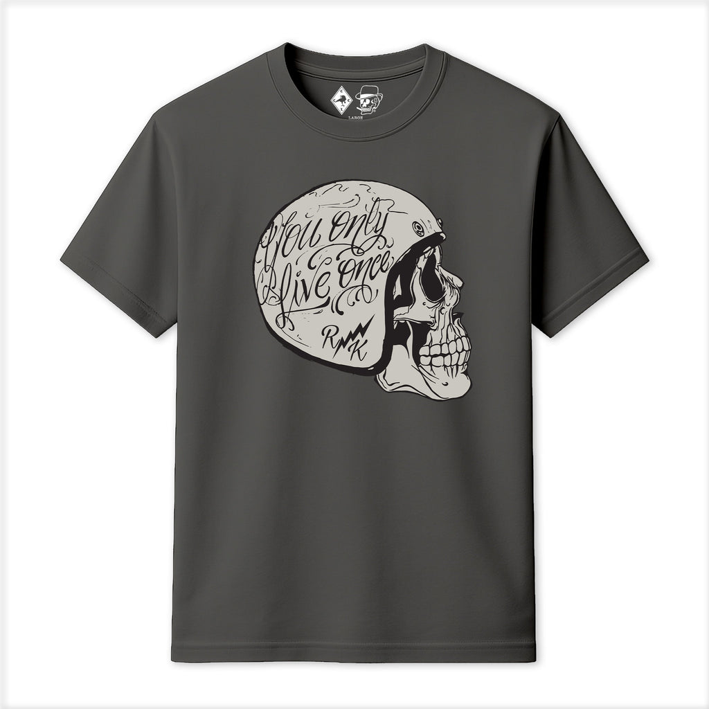 Rum Knuckles - Helmet Skull T-Shirt - Charcoal