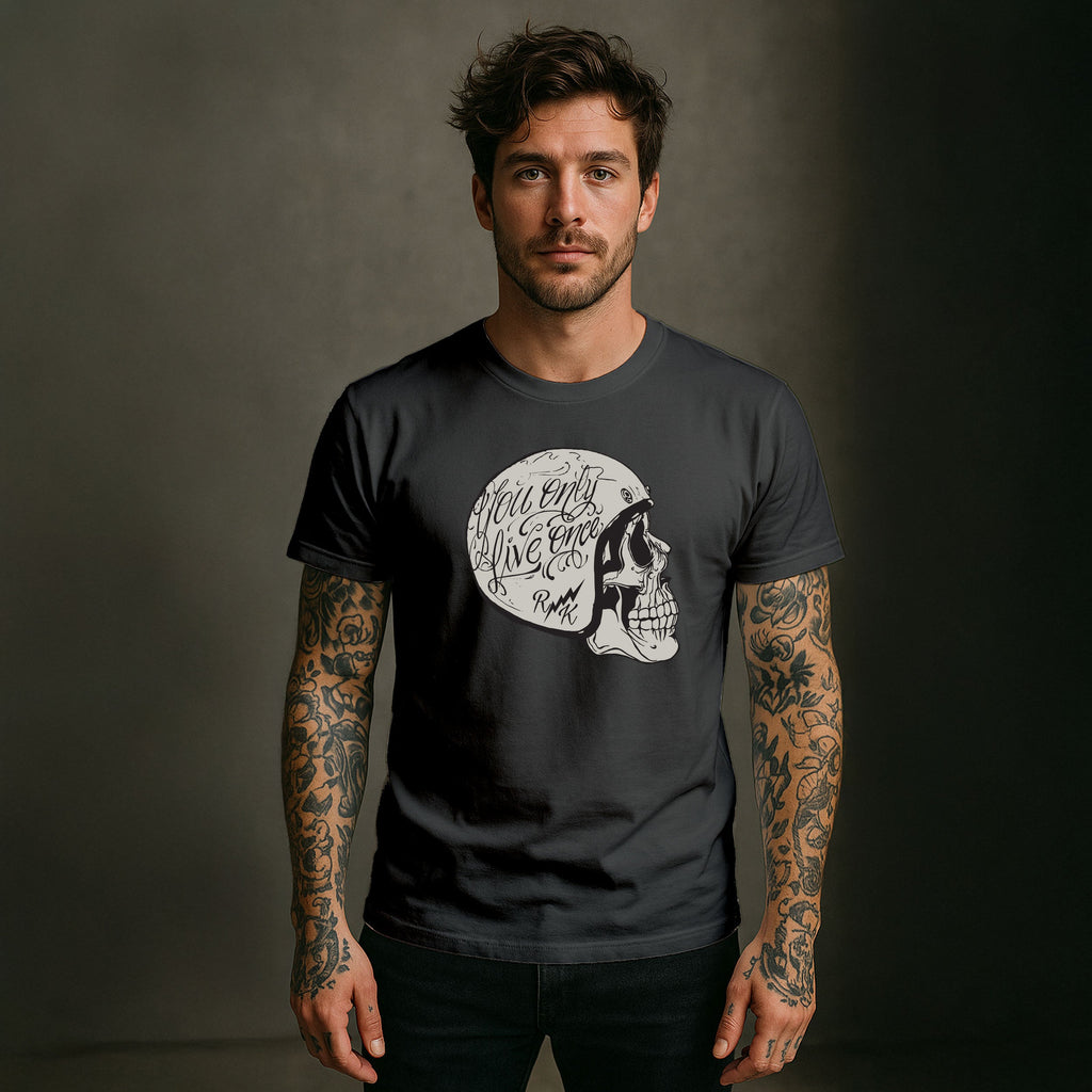Rum Knuckles - Helmet Skull T-Shirt - Charcoal