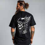 RUM KNUCKLES WINGED BIKER T-SHIRT Black