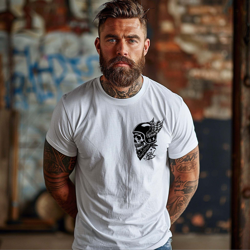 RUM KNUCKLES WINGED BIKER T-SHIRT Black