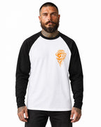 RUM KNUCKLES RK DRIP SKULL ORANGE Baseball Tee - model front