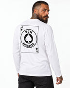 RUM KNUCKLES ACE OF SPADES Long Sleeve Tee - White - model back