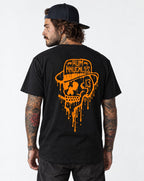 RUM KNUCKLES RK DRIP SKULL ORANGE T-Shirt - model back