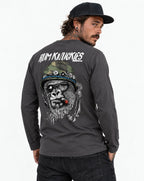 RUM KNUCKLES SILVERBACK Long Sleeve Tee - Charcoal - model back