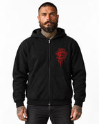 RUM KNUCKLES RK DRIP SKULL RED Zip Hoodie - model front