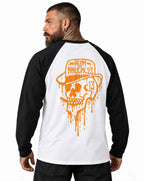 RUM KNUCKLES RK DRIP SKULL ORANGE Baseball Tee - model back