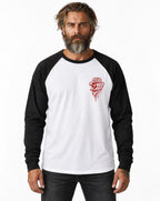 RUM KNUCKLES RK DRIP SKULL RED Baseball Tee - model front