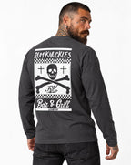 RUM KNUCKLES BAR & GRILL Long Sleeve Tee - Charcoal - model back