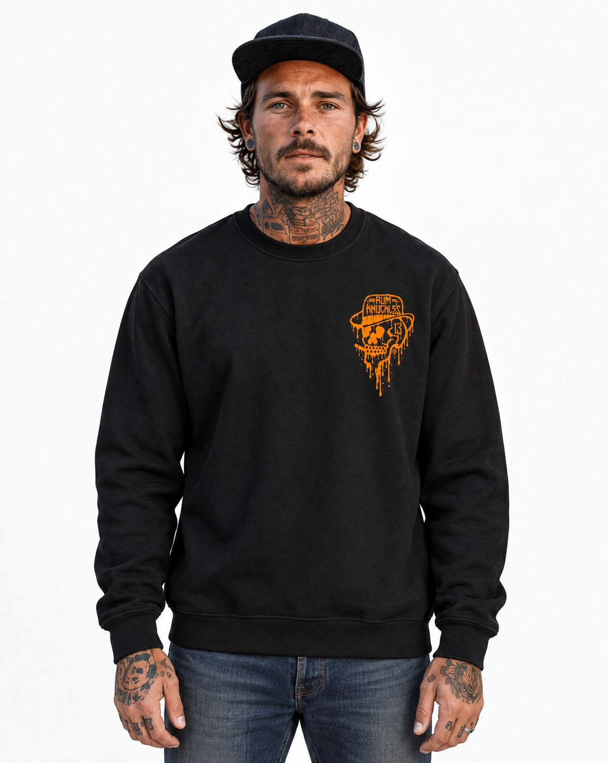 RUM KNUCKLES RK DRIP SKULL ORANGE Sweatshirt - model front