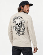 RUM KNUCKLES CROSS BONES Long Sleeve Tee - Ecru - model back